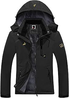 Women's Waterproof Winter Warm Fleece Ski Jacket with Hood, Black, Medium