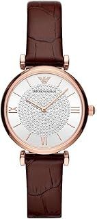 Emporio Armani Watch for Women, Two Hand Movement, 32 mm Rose Gold Stainless Steel Case with a Leather Strap, AR11269