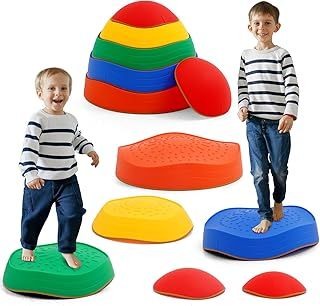 Kids Balance Stepping Stone 6PCS Non-Slip Stepping Stones Stackable Balance Blocks Toy Indoor Outdoor Play Equipment Balance Beam Game for Obstacle Course Sensory Play for Boys and Girls