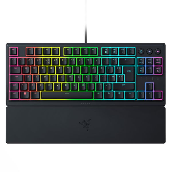 Razer Ornata V3 Tenkeyless - Compact Low Profile Gaming Keyboard (Mecha-Membrane Switches, UV-coated Keycaps, Backlit Dedicated Media Keys, Magnetic Soft-Touch Wrist Rest) QWERTY UK Layout | Black