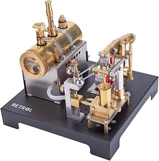 Full Metal Engine Model Kit, 84 PCS RETROL Stationary Beam Steam Engine Assembly Model with Horizontal Boiler Kit and Centrifugal Regulator