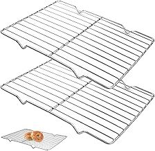 Jinsion 2 Pieces Wire Cooling Rack, 31 X 20 cm Baking Cooling Rack, Grill Oven Rack, Cooling Rack Grid, Wire Rack Baking Tray, Small Rectangle Oven Rack for Cooking, Roasting, Grilling, Drying
