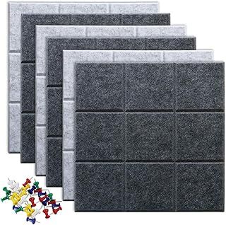 Large 30x30cm Felt Board Tiles with 30 Pins, Pack of 6 Bulletin Board Notice Boards for Home Office Kitchen, Self Adhesive Pin Board Wall Tiles for Photos Memos