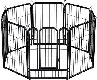 Large Dog Pen Indoor/Outdoor, 8 Panel Dog Puppy Play Pen, Heavy Duty Portable Pet Exercise Fence with Gate 80cm High (Black)