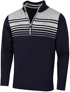 Calvin Klein Mens 2025 Rapid 1/2 Zip Durable Striped Soft Sweater