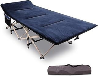 REDCAMP Padded Folding Camping Beds for adults, 28" Extra Wide Heavy Duty Sturdy Camp Bed Portable, Strong Thicker Tubes Sleeping Cot Outdoor Travel Office