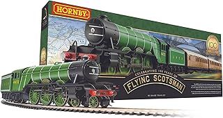 Hornby Train Set - R1255M Flying Scotsman Analogue OO Gauge Locomotives Model Railway Sets, Starter Electric Locomotive Kits - Miniature Steam Engine Building Kits, 1:76 Scale Model Train Gifts