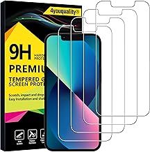 4youquality [4-Pack Screen Protector for iPhone 16e, iPhone 14, iPhone 13 & 13 Pro (6.1-Inch), Tempered Glass Film, [Impact-Protection][Anti-Shatter][Anti-Scratch]