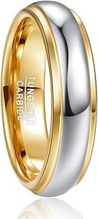 NUNCAD 4mm/6mm/8mm Wedding Rings His and Hers Simple Men's Rings Gold/Rose Gold Silver Tungsten Carbide Couple Ring for Men Women Dome Style Size N to X1/2