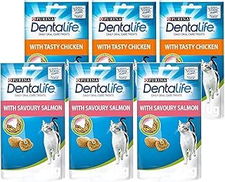 MULTIPLE Dentalife Dental Treats for Cats | Bundle of 6 | Chicken 40g x 3 and Salmon 40g x 3