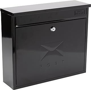 Burg-Wachter MB02BK Black Elegance Wall Mounted Galvanised Steel Lockable Weatherproof Post Box - 36x31x10cm