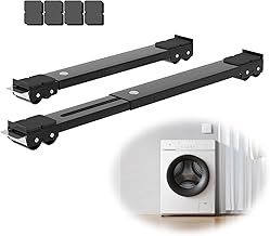 Adjustable Heavy Duty Appliance Rollers, Furniture Moving Roller Wheels with Brake, Washing Machine Wheels Load Bearing 660lbs for Refrigerators Sofa and Dryer (Black)
