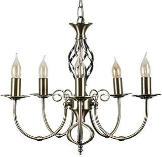 MiniSun Traditional Style Antique Brass Barley Twist 5 Way Ceiling Light Chandelier