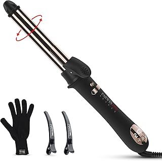 360° Rotating Automatic Hair Curler, PARWIN PRO BEAUTY 25MM Hair Curling Wand, Nano Titanium Coating Curling Tongs, Rotating Curling Iron with LCD Display, 120-210℃