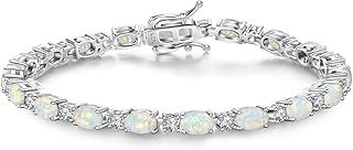 Birthstone Tennis Bracelet, Sterling Silver Gemstone Tennis Bracelets for Women, Fine Jewellery Mothers Day Christmas Birthday Gift for Women Girls