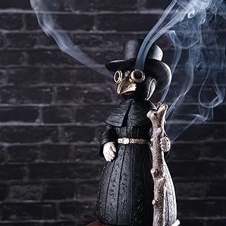 2024 Upgrade Plague Doctor Incense Holder, Plague Doctor Cone Burner Eyes Will Smoke, Handmade Craftfor Desktop Resin Ornament for Home Decoration, Effective Stress & Anxiety Relief. (Large Doctor)