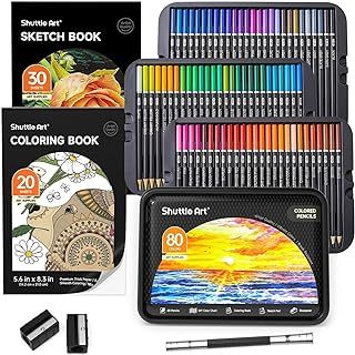 80 Colours Professional Colouring Pencils, Soft Core Coloured Pencil Set with 1 Colouring Book,1 Sketch Pad, 2 Sharpener, 1 Pencil Extender, Perfect for Artists Adult Beginners Drawing