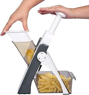 Mandoline Vegetable Slicer, Manual Kitchen Veg Chopper Stainless Steel Blade for Julienne, Cubes, Fried Potato Carrot, Cucumber