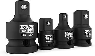 Impact Socket Adapter Reducer, Set of 4, 1/2" to 3/8" | 1/4" to 3/8" | 3/8" to 1/4" | 3/8" to 1/2" | Converter Adapter Set Fits Impact driver, Torque Wrench, power Drill, Ratchet (LX-112)