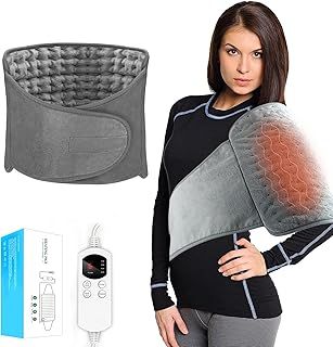 Heat Pads for Pain Relief, 6 Heat Levels & 4 Timed Auto-Off, Electric Heat Belt with Velcro for Men Women Home Office, Portable Fast Heating Back Support, Machine Washable