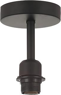 Traditional Matt Jet Black Ceiling Light Fitting for Industrial Style Light Bulbs | 12cm x 17cm | Suitable for Lamp Shades with E27 Lamp Holder by Happy Homewares