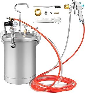COSTWAY 15L Paint Tank, Pressure Pot Paint Sprayer with 3.5mm Nozzle Spray Gun, Double Pipes, Adjusting Spray Range, Paint Flow & Air Volume, Leakproof Paint Spray Gun Kit for Commercial Home Use