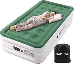 Single Air Bed, Inflatable Bed with Built-in Electric Pump, Quick Self-Inflation, Portable Blow Up Mattress with Flocked Surface for Kids Guest Home Sofa Camping Travel Outdoor 200x100x45cm
