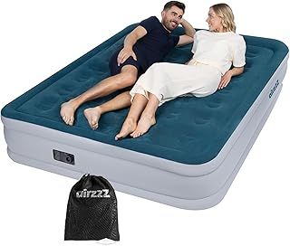 Slumber Plus Air Bed - Double High Raise Flocked Non Slip Mattress - Inbuilt Electric Pump - Quick Self Inflation & Deflation - Camping,Hiking, Caravan, Guest Bed - Comes With Carry Bag