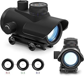 AOMEKIE Airsoft Red Dot Sight Reflex Sight Rifle Scope 30mm Multi-Coated Lens with 22mm/11mm Weaver Picatinny Rail Mount for Hunting
