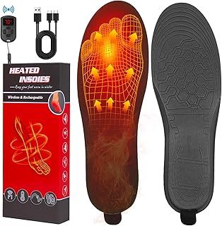 Heated Insoles Rechargeable with 2600mah Battery, Adjustable Length & Digital Display Remote Control, 3 Heating Levels