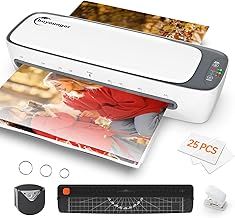 Buyounger Laminator, 60s Warm-up A3 Laminator Machine Cold and Thermal for A3 A4 A5, 13 Inches Laminating Machine with 25 Pouches, Anti-Overheat/Auto Power-Off/ABS,for Home School Office