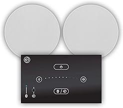 E50 Bluetooth Ceiling Speaker System with Touch Gesture Wall Amplifier and 2x Q Acoustics Qi65CB 6.5" In-Ceiling Speakers for Home Audio, Kitchens & Bathrooms