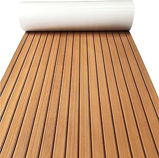 KXKZREN Boat Flooring EVA Foam Decking Sheet Faux Teak Marine Carpet Non-Slip Self-Adhesive Flooring Deck Mat for Boat Pontoon Motorboat RV Yacht Kayak Cooler Tops,240x112/90/60/41cm