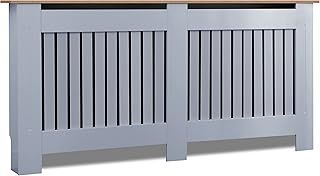 Blisswood Radiator Cover Traditional MDF Wood Grill Cabinet Shelf, Vertical Slat Modern Radiator Covers Crafted For Living Room Furniture (X-Large, Grey)