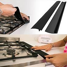 Forlivese Stove Gap Cover Silicone,Cooker Side Strips,25in Oven Cooker Gap Filler Strip Anti-Stain,Heat-Resistant Stovetop Gap Cover for Kitchen Countertop (Black,2 Pack)
