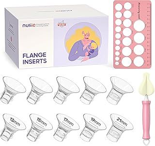 Nuliie 10PCS Flange Inserts 13/15/17/19/21mm for 24mm Flange/Shield of Most Pumps, BPA Free Inserts, Compatible with Momcozy/Spectra/Bellababy/TSRETE/Nuliie Breast Pumps