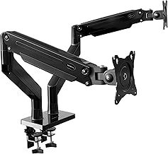 Dual PC Monitor Arm Bracket Ergonomic Height Adjustable (Gas Assisted) Full Motion Long Arm Desktop Clamp Mount for 24”-35” Screens Tilt & Swivel VESA 75mm & 100mm Weight 2kg to 15kg (MX900)