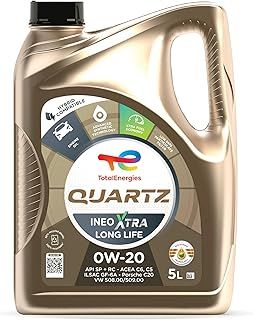 TotalEnergies Quartz Ineo Xtra Long Life 0W20 Engine Oil Fully Synthetic 5L - ACEA C6/C5, API SP, ILSAC GF-6A - Eco-Science Technology