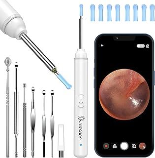 Ear Wax Removal Kit, 1920P HD Ear Cleaner with Camera Ear Wax Remover Tool, WiFi Otoscope with 6 LED Lights & 8 Ear Spoons, Visual Ear Scope for iPhone iPad Android Adults Kids Pets