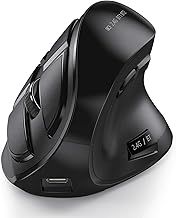 Seenda Ergonomic Mouse Wireless, Rechargeable Vertical Mouse for Multi-Purpose (BT3.0/5.0/2.4GHZ), Ergonomic Mouse Bluetooth for Laptop/PC/Smart TV/Mac/Smartphone/Tablet/iPad - Black