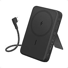 Anker Zolo Magnetic Power Bank, 10,000mAh Wireless Portable Charger with 30W Max Fast Charging, Battery Pack with Built-In USB-C Cable and Adjustable Stand, For iPhone 15/14 Series, AirPods, and More