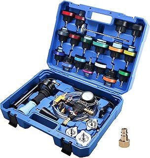 BOOMSTART 28Pcs Universal Radiator Pressure Tester and Car Vacuum Cooling System Tester Tool Kit Applicable for Audi for VW for BMW