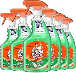 Mr Muscle Platinum Window & Glass Cleaner Spray, Pack of 6 (6 x 750ml)