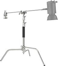 NEEWER Pro 100% Stainless Steel Heavy Duty C Stand with Boom Arm, Max Height 68"/172cm Photography Light Stand with 2.7ft/83cm Holding Arm, 2 Grip Head for Studio Monolight, Softbox, Reflector, SC172