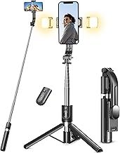 Selfie Stick Tripod with 2 Fill Lights, 45'' Extra Long Phone Tripod with Detachable Remote for iPhone 17 16, Samsung Galaxy, TikTok Vlogging