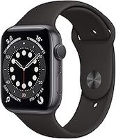 Apple Watch Series 6 (GPS, 44mm) Space Grey Aluminium Case with Black Sport Band (Renewed)