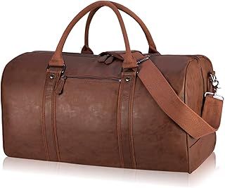 Oversized Duffle Travel Bag Waterproof Leather Weekend Bag Large Carry On Large Carry On Hangbag for Mens or Women, Brown