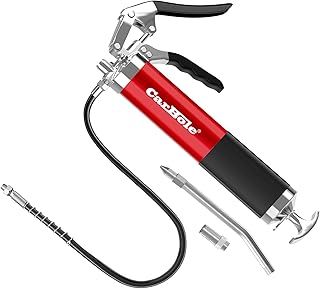CarBole Heavy Duty Professional Grease Gun 8000 PSI High Pressure Pistol Grip Handle Fit 14oz Cartridge and Bulk With 18 inch Flex Hose (Red)