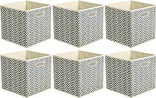 Amazon Basics Collapsible Fabric Storage Cubes with Oval Grommets, 6-Pack, Chevron Grey