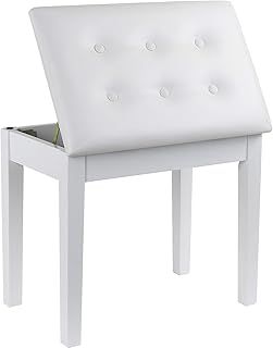 GRANDMA SHARK Piano Stool, Dressing Table Stool, Single Seat Keyboard Bench with Storage Compartment, Soft Faux Leather Padded Seat (Black)